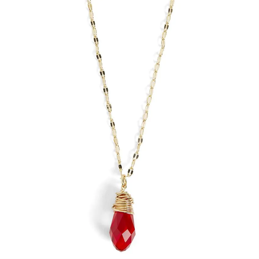 Holiday Faceted Bulb Necklace - Red/Gold