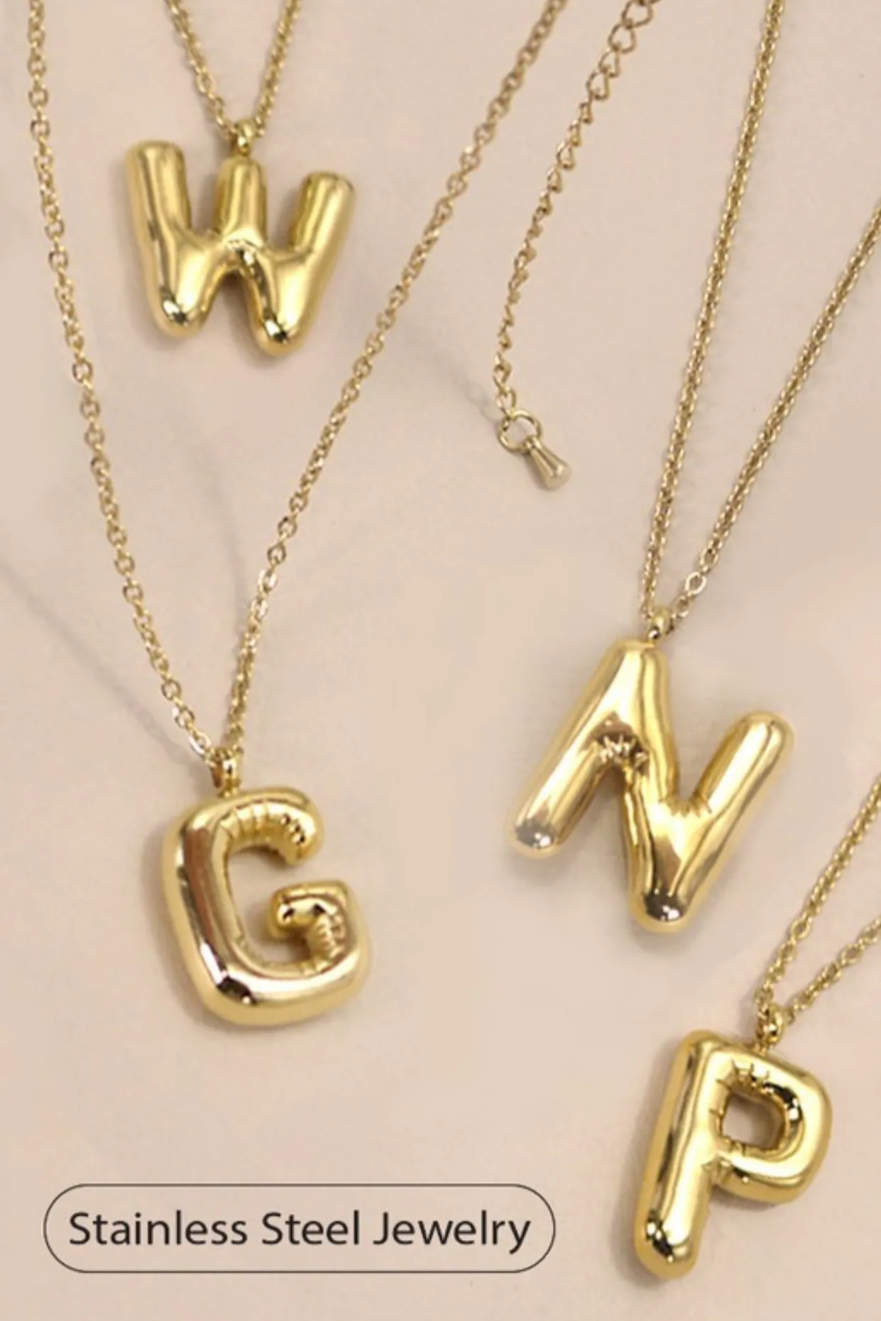 Initial Gold Bubble Necklaces