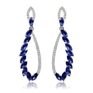 Kairangi Danglers Earrings for Women Blue Crystal Dangle Earrings Silver Plated Crystal Danglers Earrings for Women and Girls.