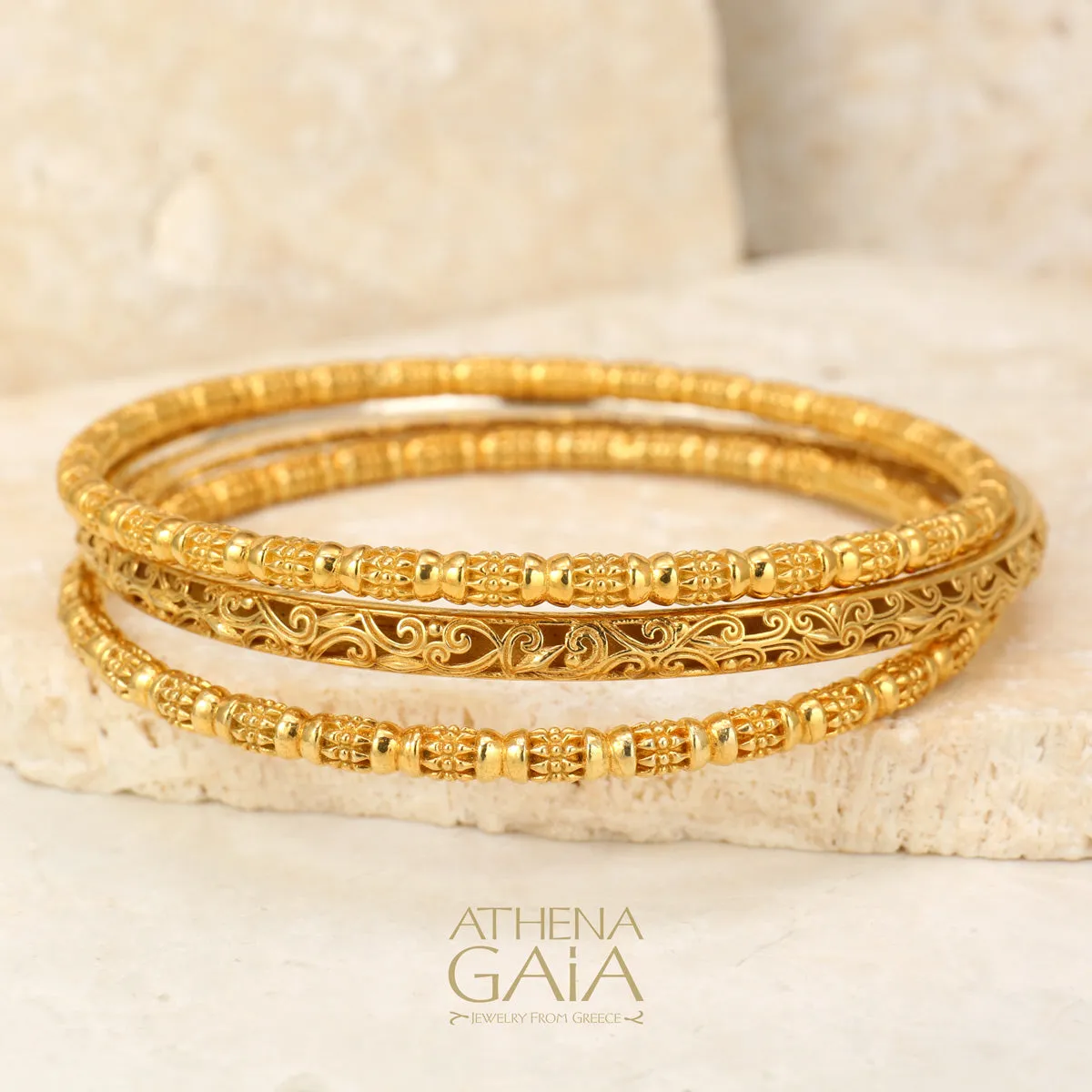 Kassandra 6521 Gold Plated Silver Bangle Bracelet