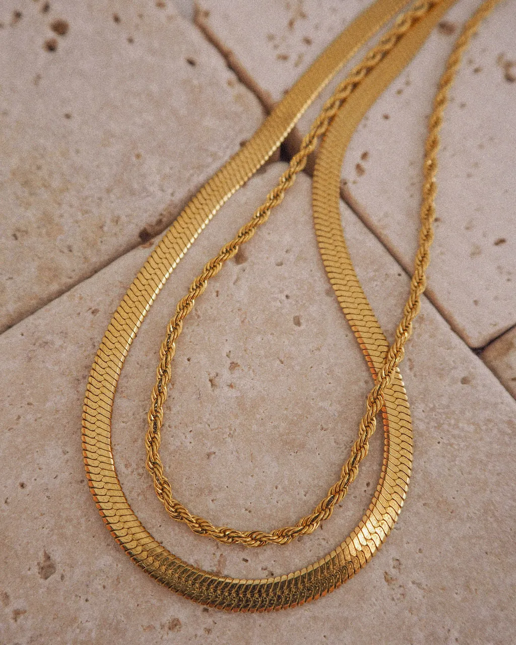 L'Amor Chain Necklace Set- Gold