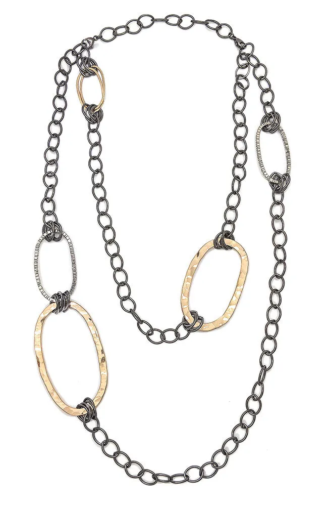 Large Textured Ovals Necklace (N1769)