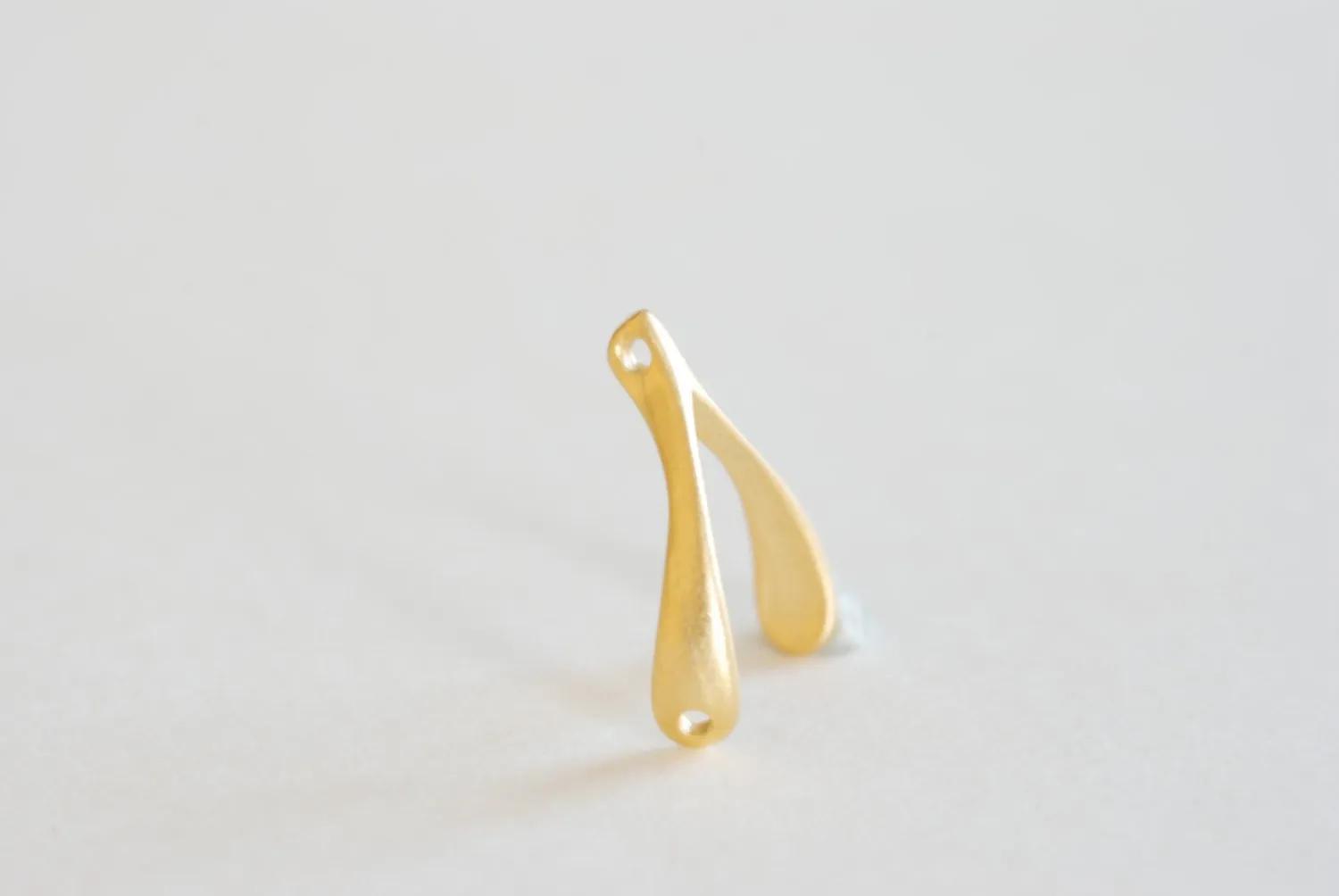 Matte Vermeil Gold Wishbone Connector Charm- 18k gold over Sterling Silver Wishbone Connector Link Spacer, 2 holes wishbone, 13