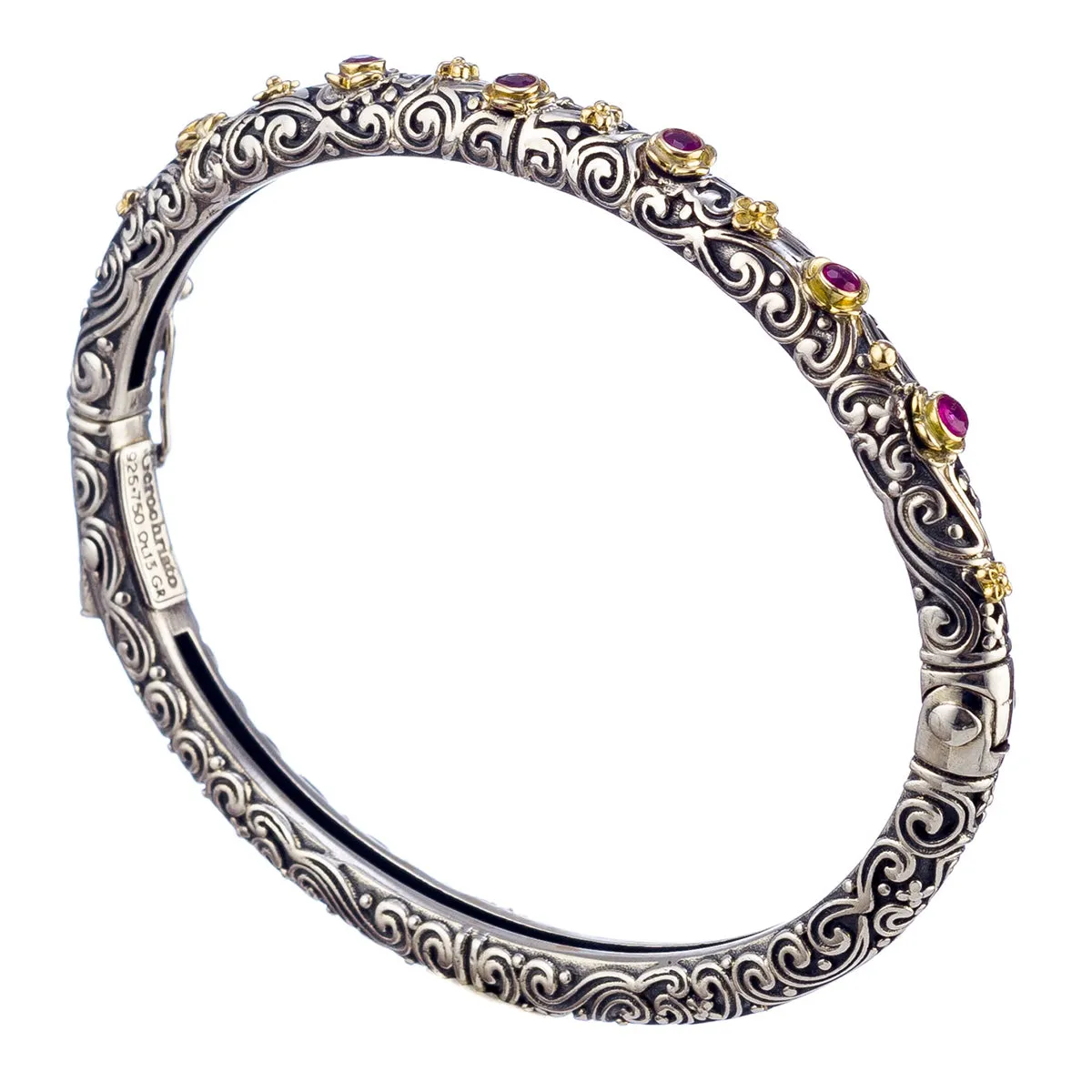 Meadow Breeze Ruby Flowers Bangle Bracelet