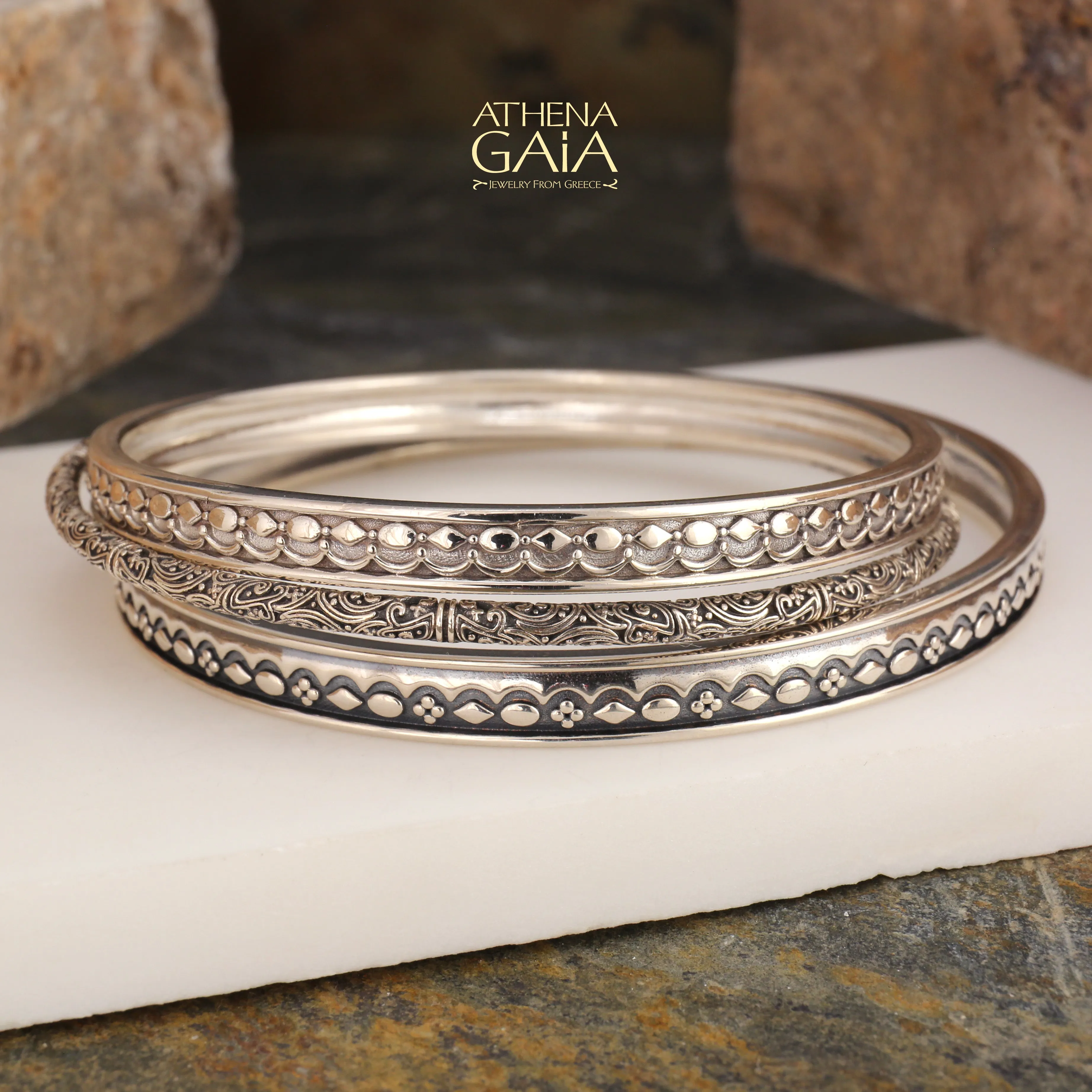 Meadow Breeze Silver Thin Bangle Bracelet