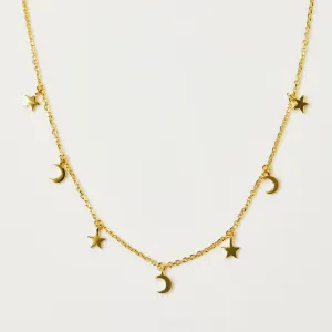 Moon & Stars Hanging Charm Necklace