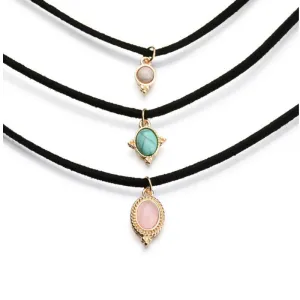 N2012 3 Colors All-match Choker Necklaces Velvet Leather Alloy Cute Pendants Necklace Sets Bijoux Fashion Jewelry 2017