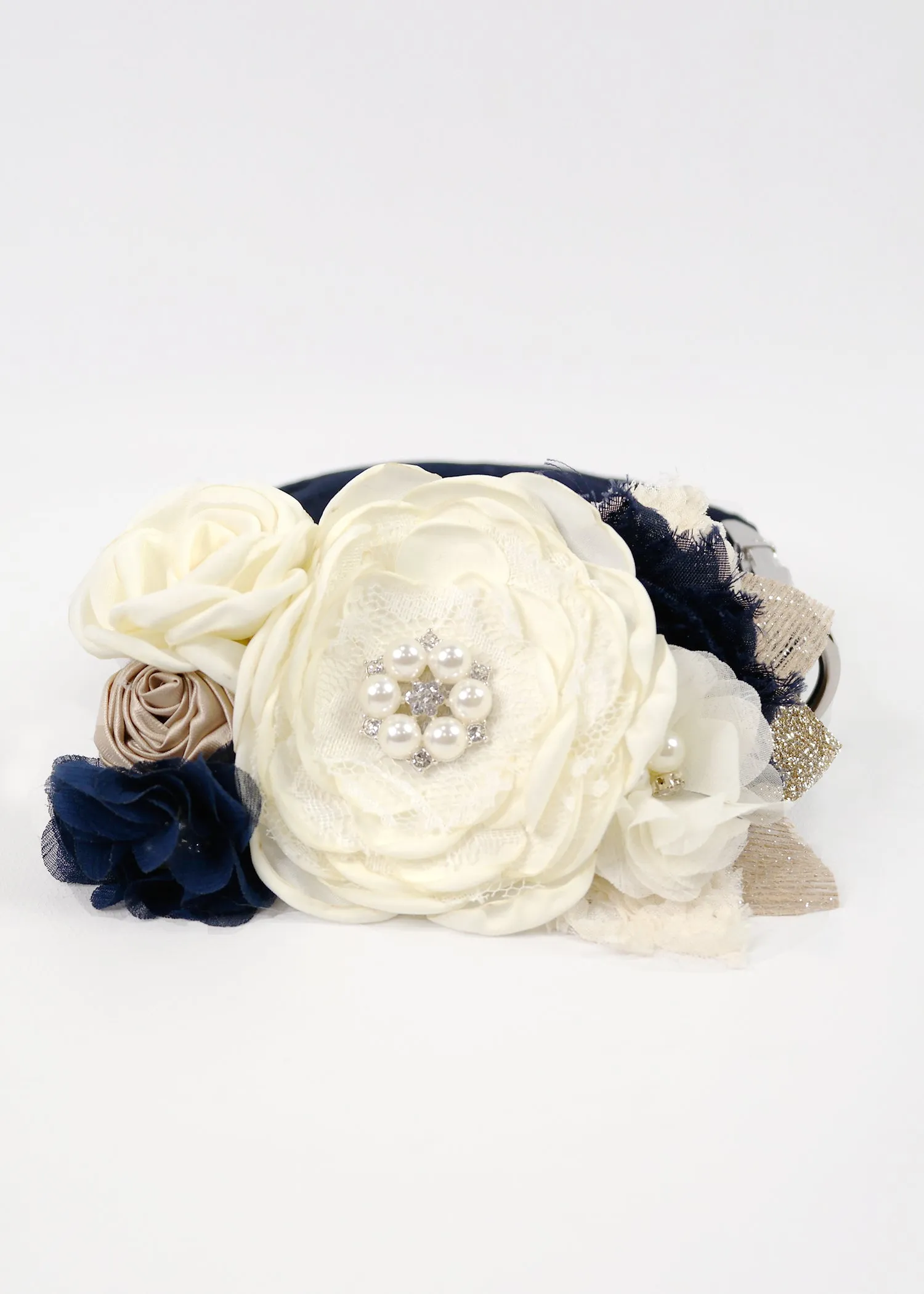 NAVY BLUE VINTAGE DESIGN FLOWER ACCESSORY