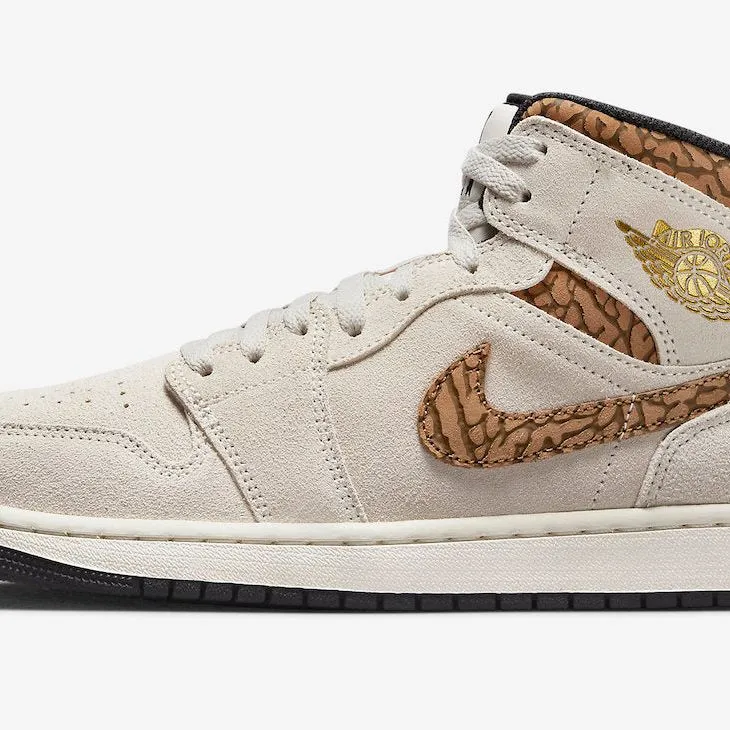 Nike Men's Air Jordan 1 Mid SE Shoes - Orewood Brown / British Tan / Metallic Gold