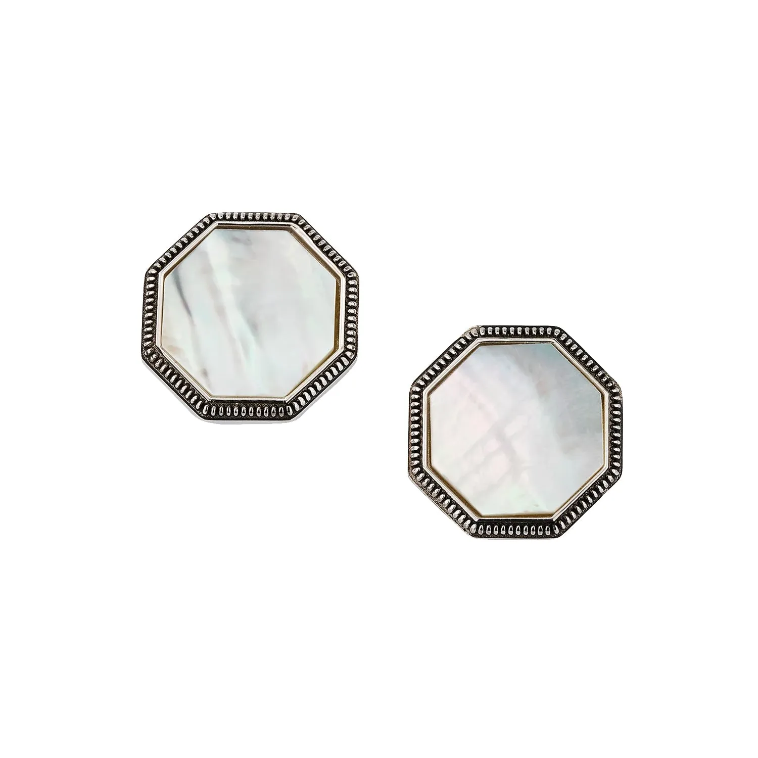 Octagon Gemstone Antique Sterling Cufflinks