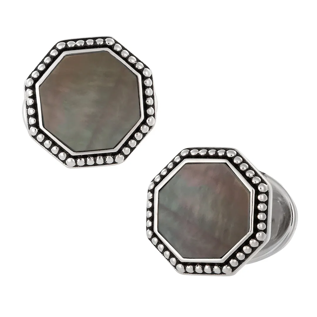 Octagon Gemstone Antique Sterling Cufflinks