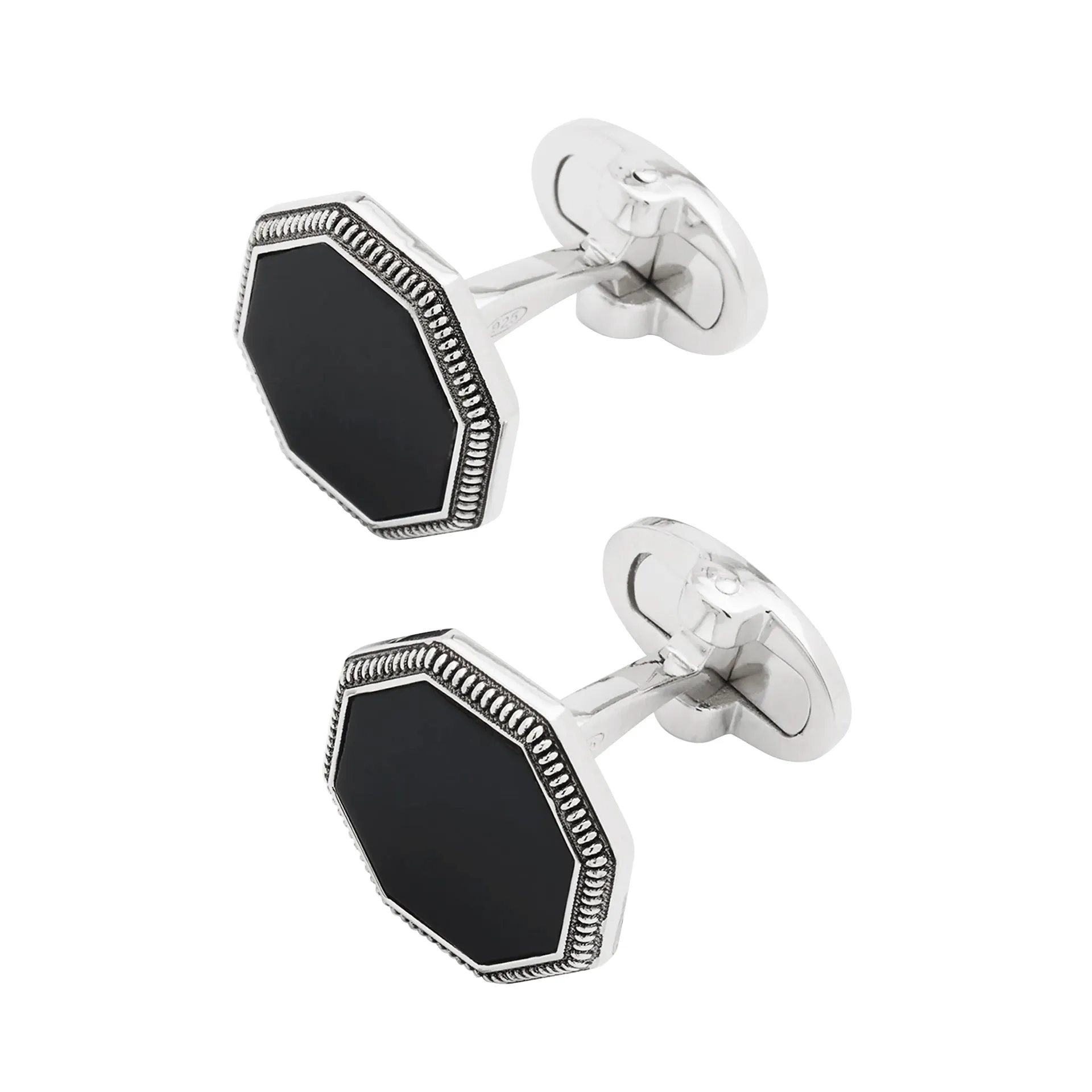 Octagon Gemstone Antique Sterling Cufflinks