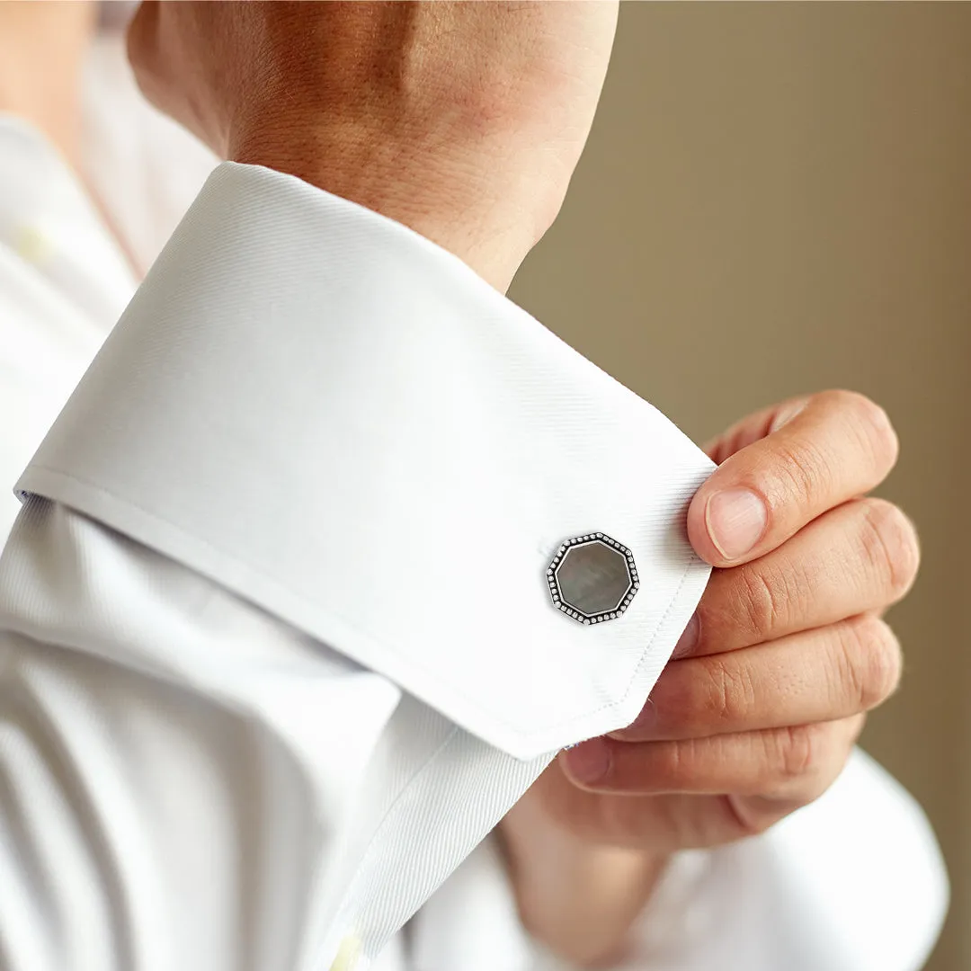 Octagon Gemstone Antique Sterling Cufflinks