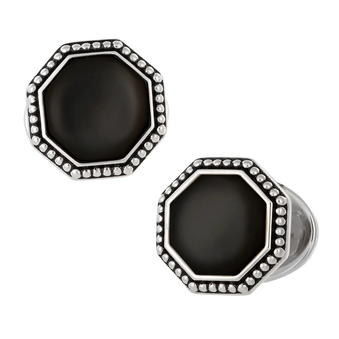 Octagon Gemstone Antique Sterling Cufflinks