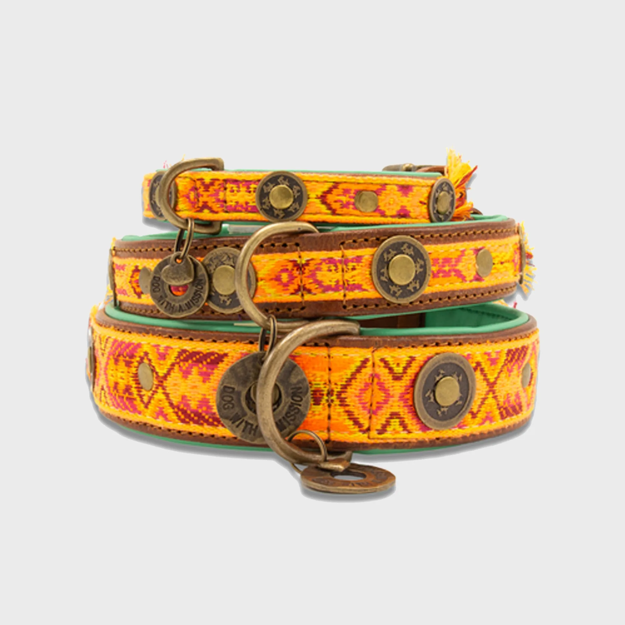 Orange Leather Boho Chica Dog Collar - Dog with a Mission