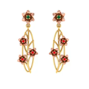 Oval-shaped Floral Crafted 22k Gold Dangler Stylish Earrings