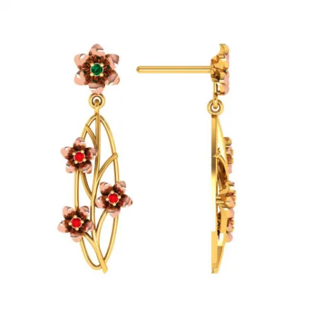 Oval-shaped Floral Crafted 22k Gold Dangler Stylish Earrings