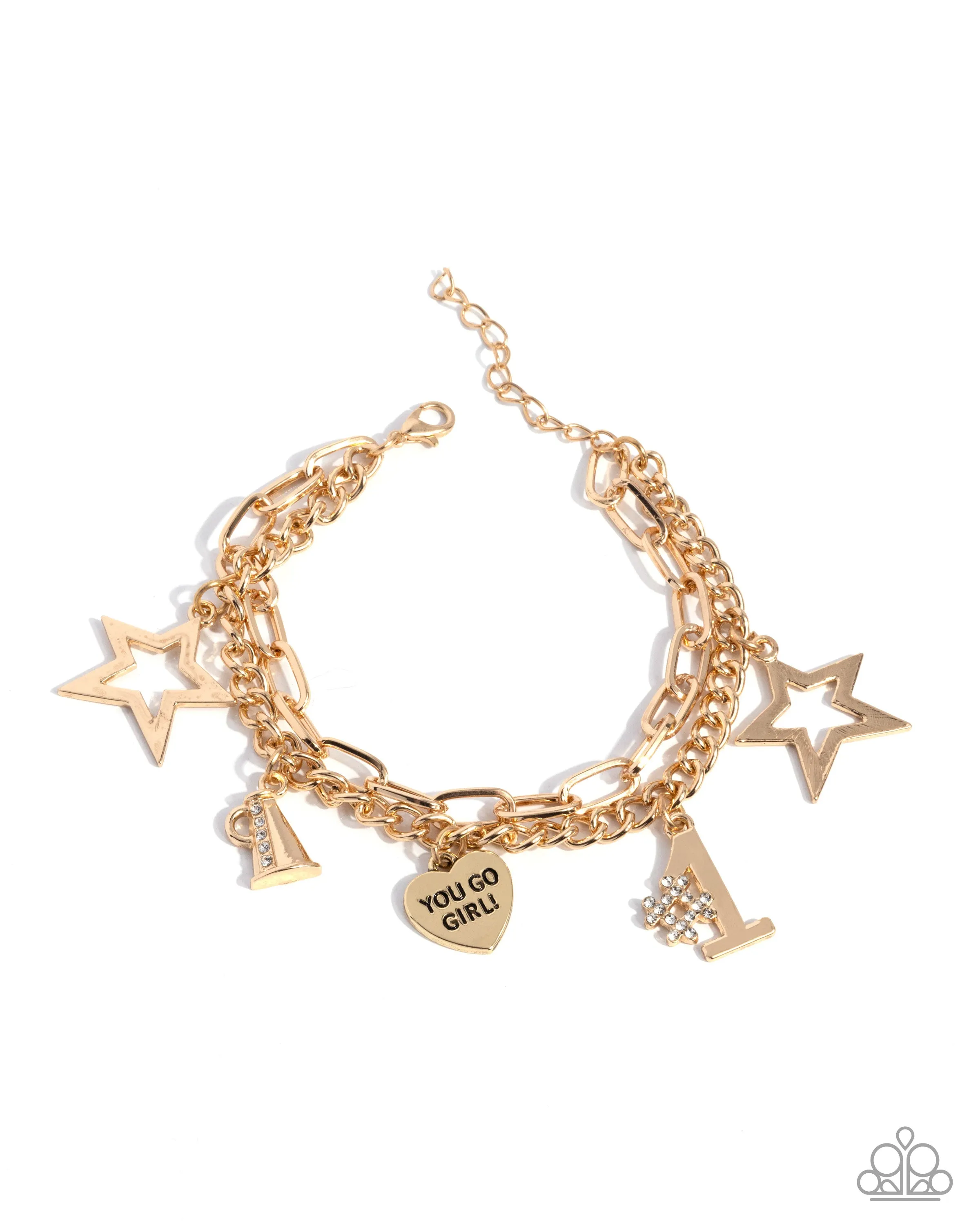 Paparazzi Team Spirit - Gold Charm Bracelet