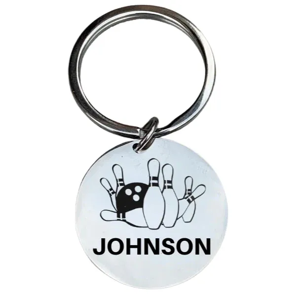 Personalized Engraved Bowling Keychain