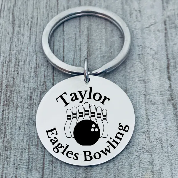 Personalized Engraved Bowling Keychain