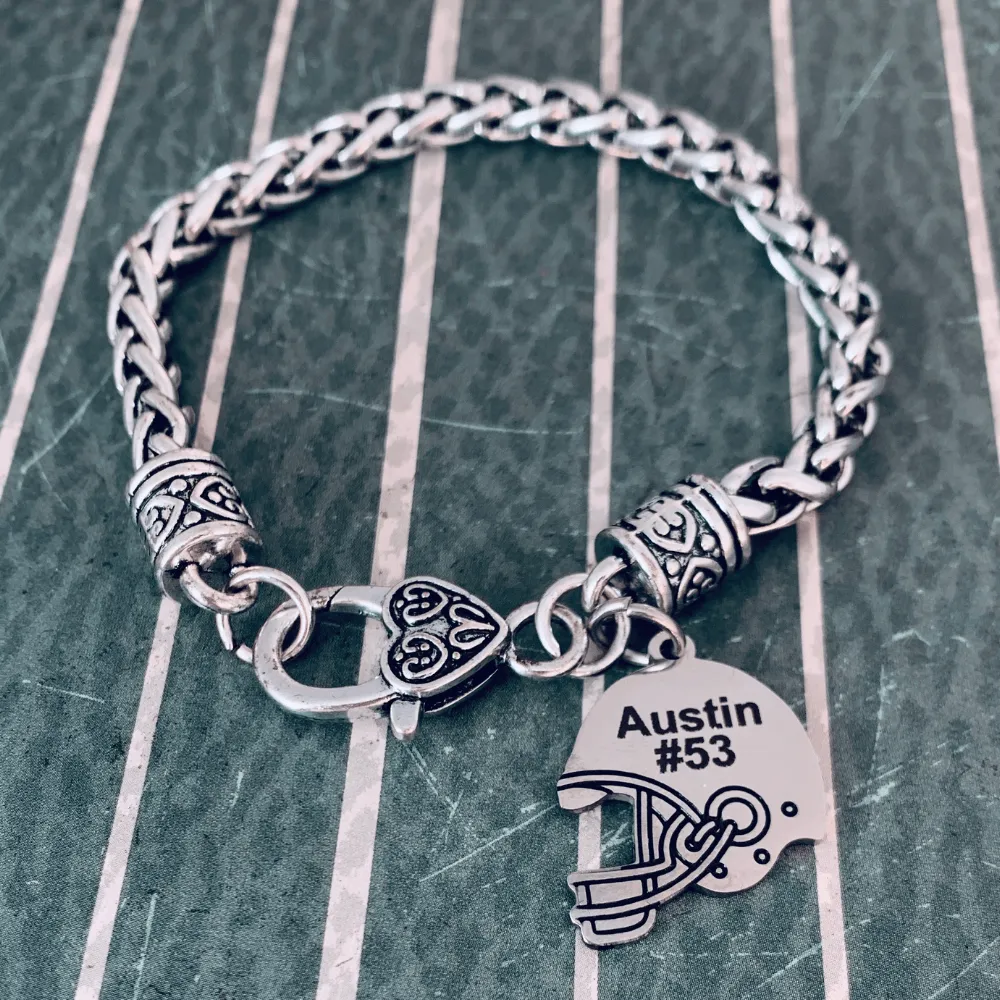 Personalized Engraved Football Mom Bracelet