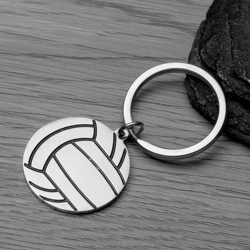 Personalized Engraved Volleyball Keychain with Number