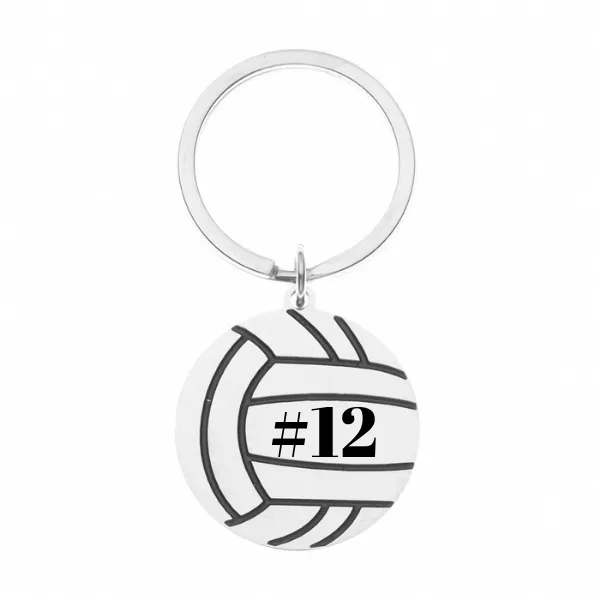 Personalized Engraved Volleyball Keychain with Number