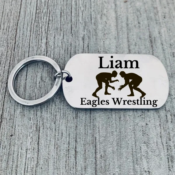 Personalized Engraved Wrestling Keychain - Pick Style