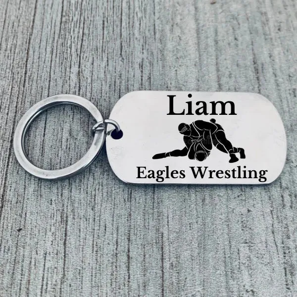 Personalized Engraved Wrestling Keychain - Pick Style