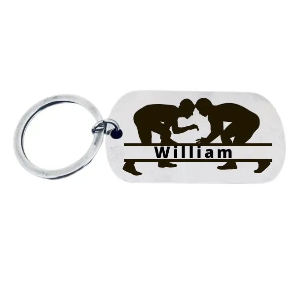 Personalized Engraved Wrestling Keychain - Pick Style