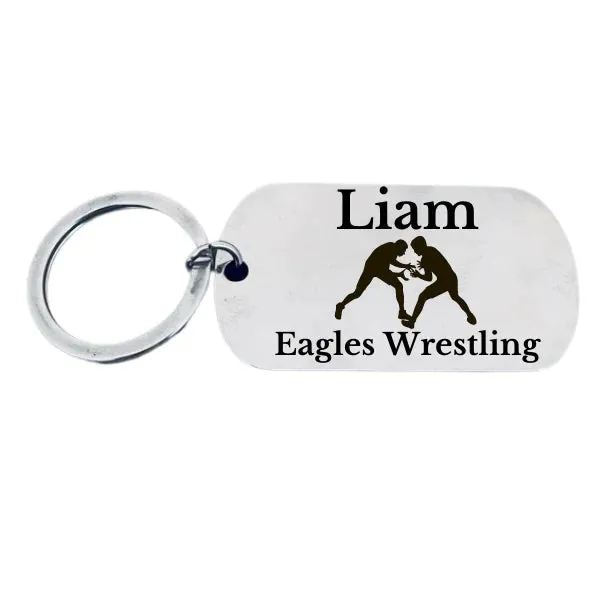 Personalized Engraved Wrestling Keychain - Pick Style