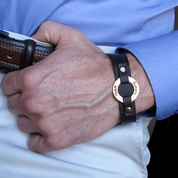 Personalized Leather Wristband for Men