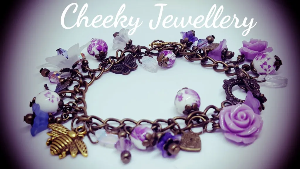 Purple Springtime charm bracelet