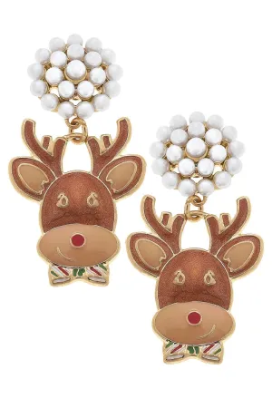 Reindeer With Bow Earring