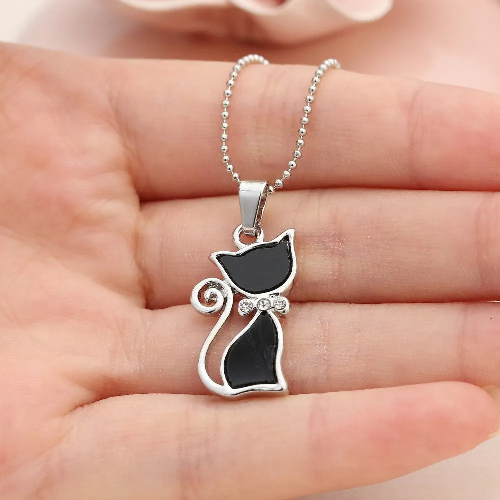 Rhinestone Crystal Cat Necklaces Pendants