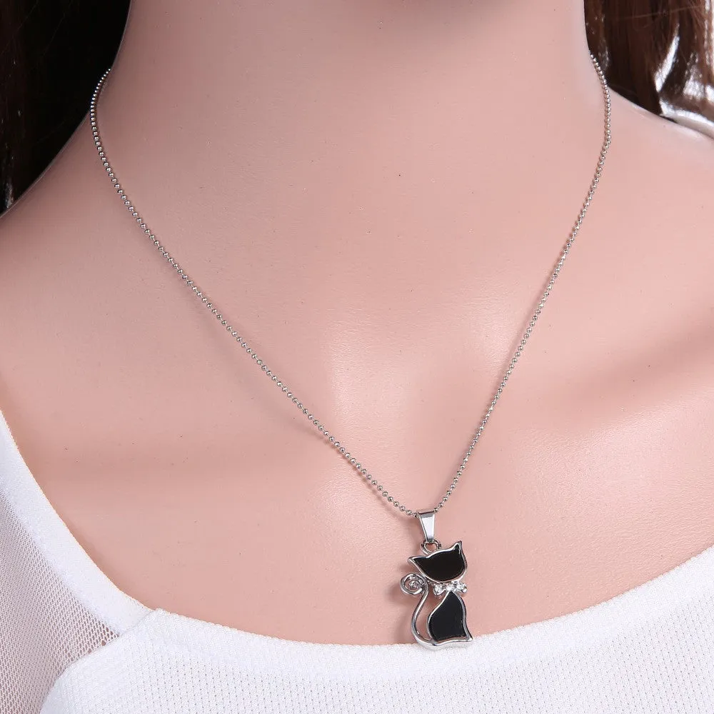 Rhinestone Crystal Cat Necklaces Pendants