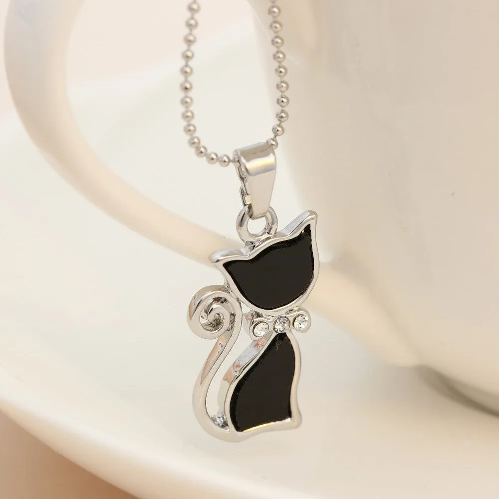 Rhinestone Crystal Cat Necklaces Pendants