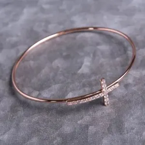 Rose Gold Cross Bangle