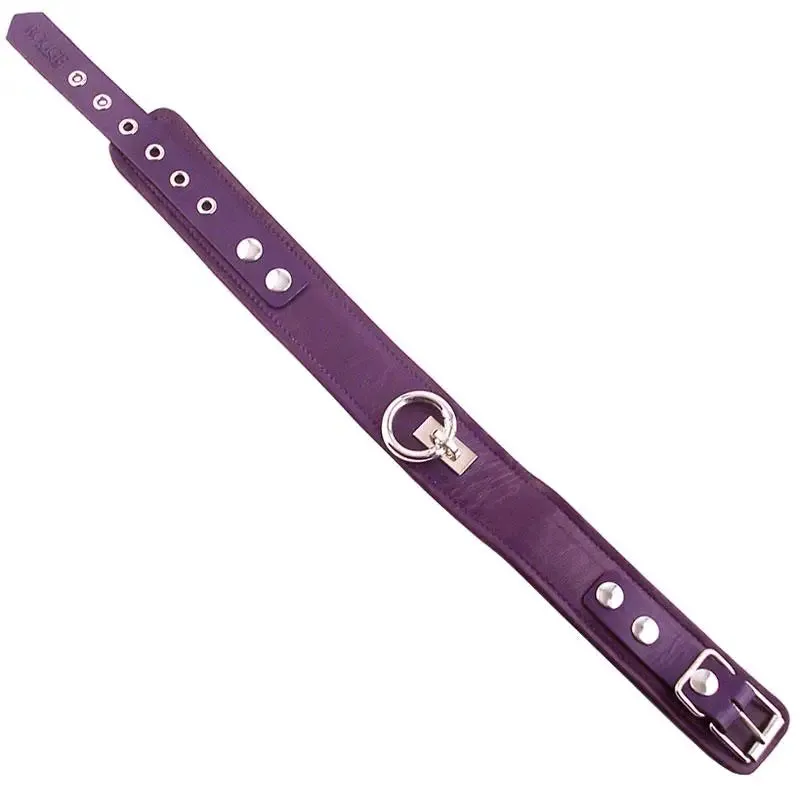 Rouge Purple Leather Adjustable Collar and O-ring with Buckles