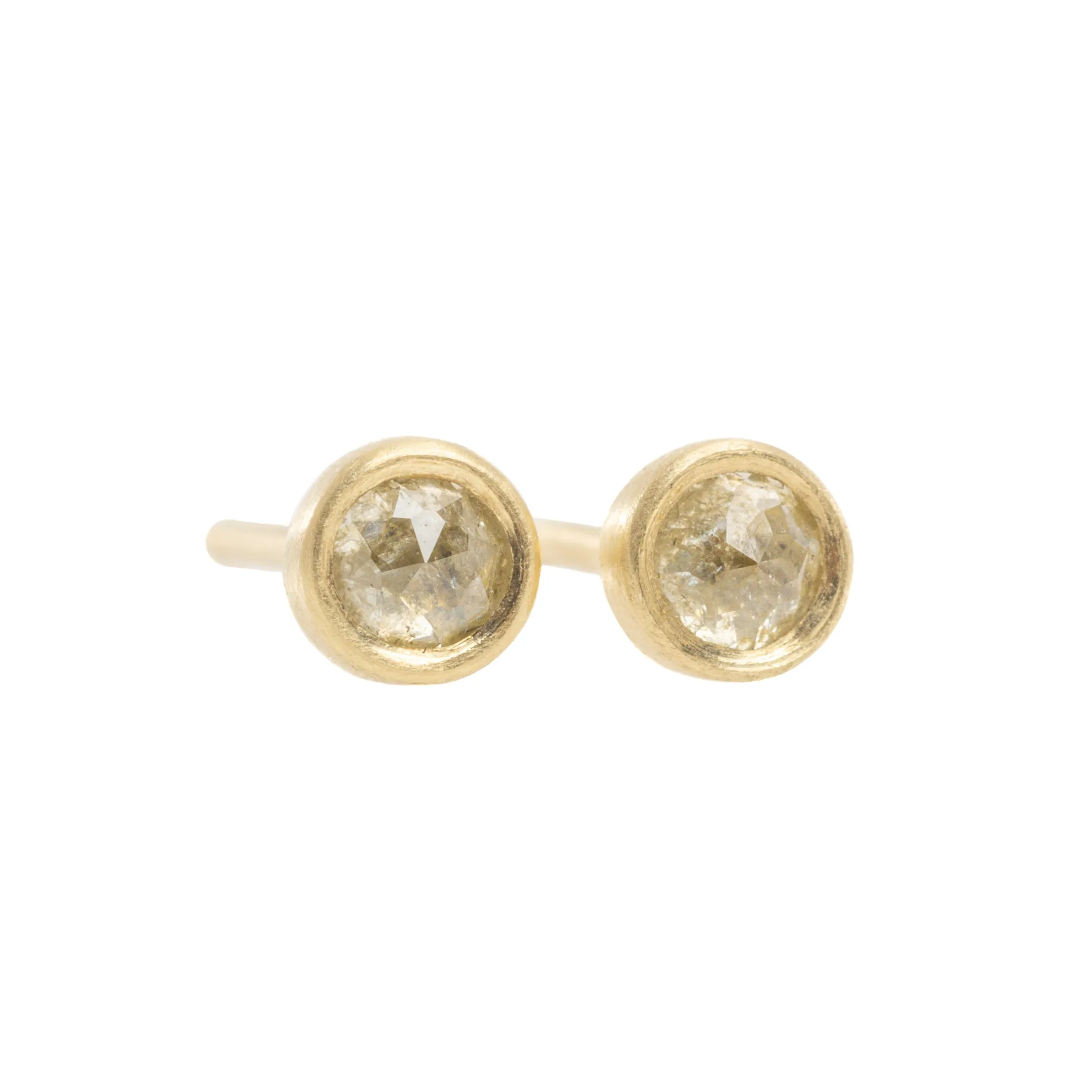 Round Rose Cut Diamond Studs - 18ky   Diamonds