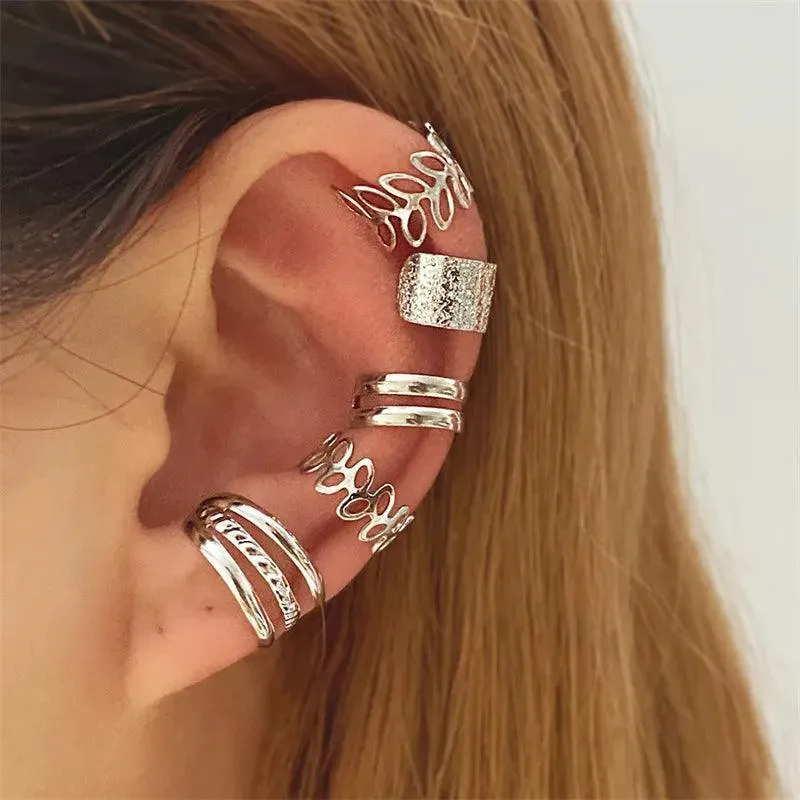 Silver Leaf Ear Cuff Clip Earrings: Stylish Unisex Fashion Jewelry