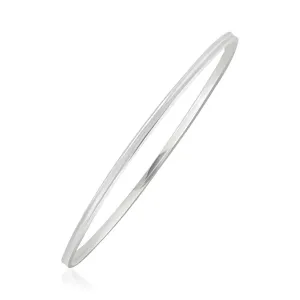 Size: 8'' - 14k White Gold Concave Motif Thin  Stackable Bangle