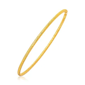 Size: 8'' - 14k Yellow Gold Thin Textured Stackable Bangle