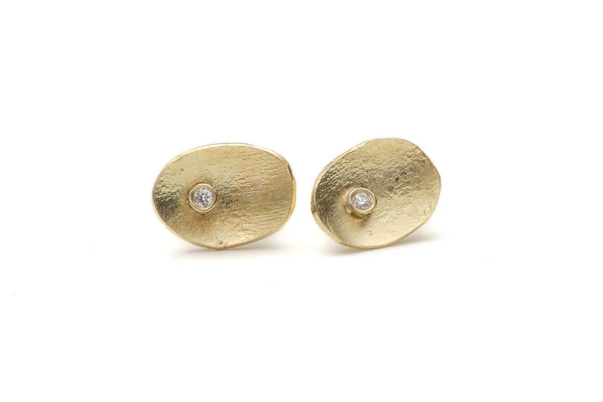 Small 18kt Gold Petal Studs with champagne Diamonds