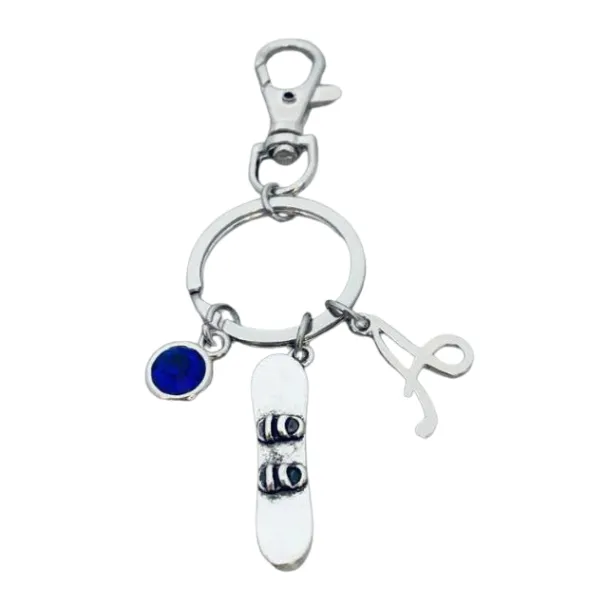 Snowboarding Zipper Pull Keychain with Personalized Charms