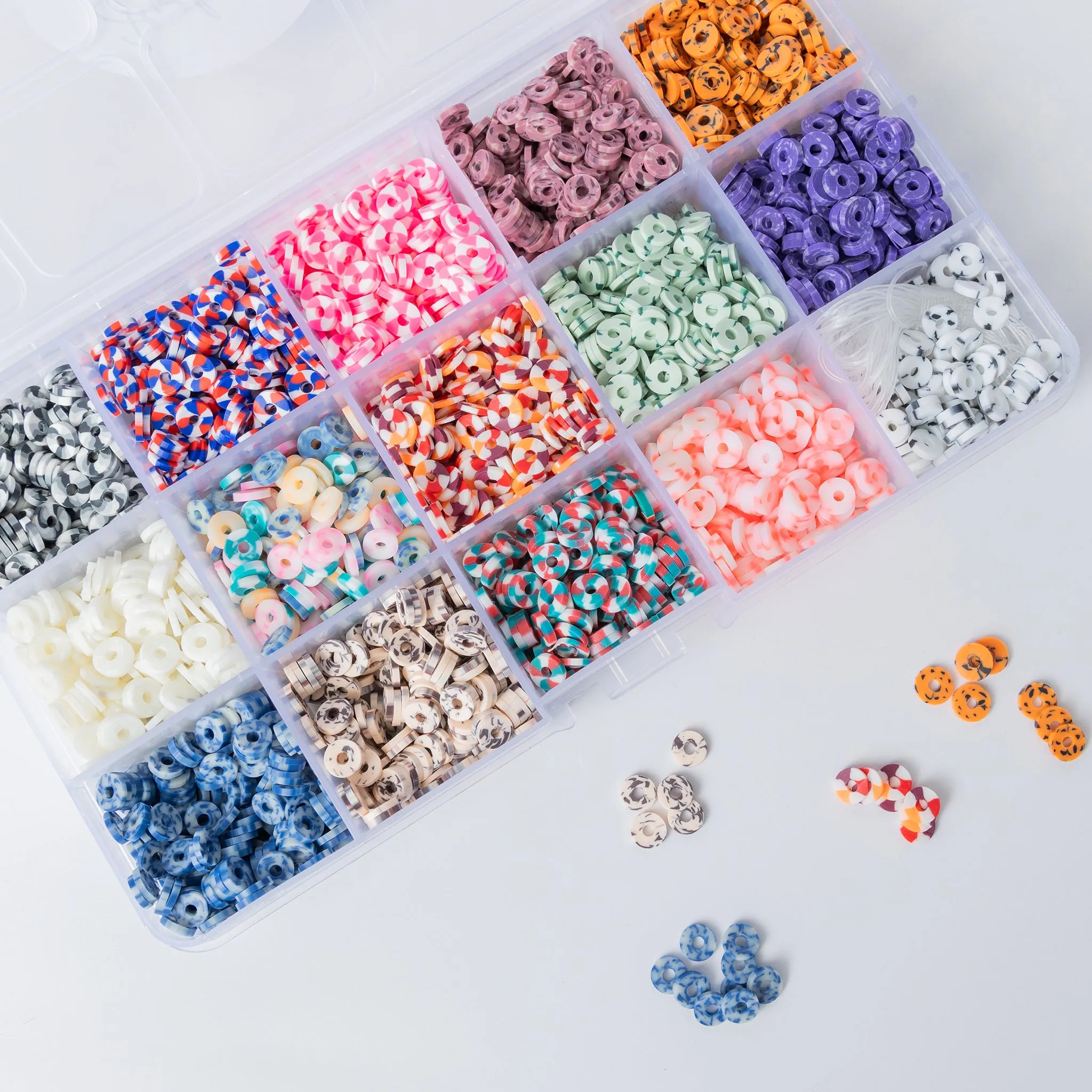 Speckled & Striped Multicolor Polymer Heishi DIY Bead Box