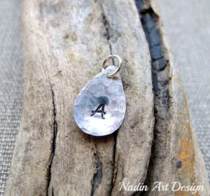 Sterling Silver Teardrop Initial Charm