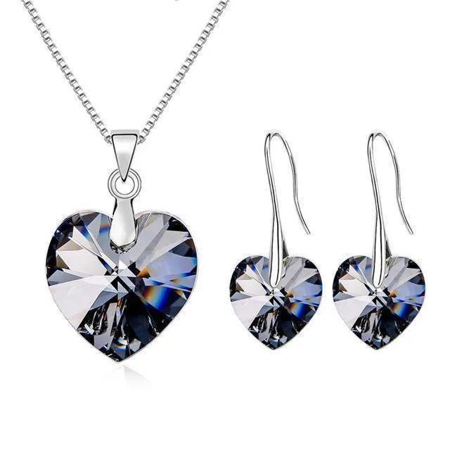 SWAROVSKI Heart Pendant Necklaces Drop Earrings Jewelry Sets