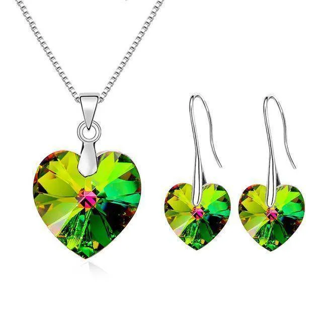 SWAROVSKI Heart Pendant Necklaces Drop Earrings Jewelry Sets