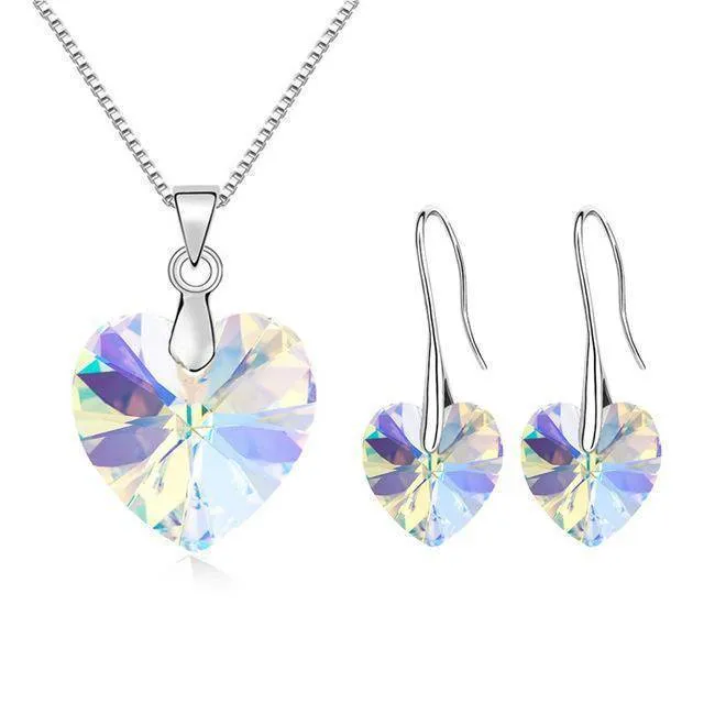 SWAROVSKI Heart Pendant Necklaces Drop Earrings Jewelry Sets